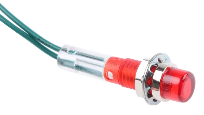 İndikatör Lamba/Sinyal Lambası, Enkandesanlı, Kırmızı, Çıkıntılı, 28 V, 7,5 mm, 6,4mm, İğne Ayaklı