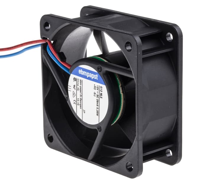 ebm-papst 600 N Series Axial Fan, 12 V dc, DC Operation, 21m³/h, 400mW, 33mA Max, 60 x 60 x 25mm