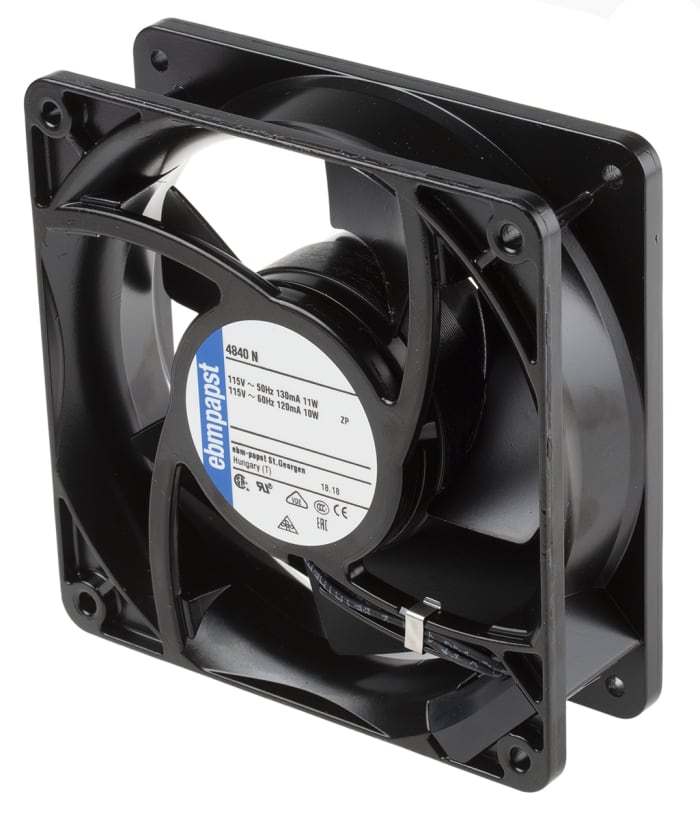 ebm-papst 4000 N Series Axial Fan, 115 V ac, AC Operation, 85m³/h, 10W, 87mA Max, 119 x 119 x 38mm