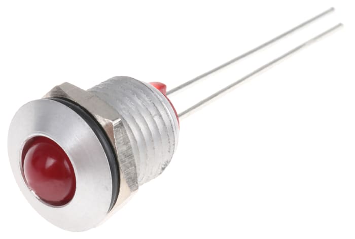 Bulgin Red Indicator, 2V dc, 8mm Mounting Hole Size, Lead Wires Termination