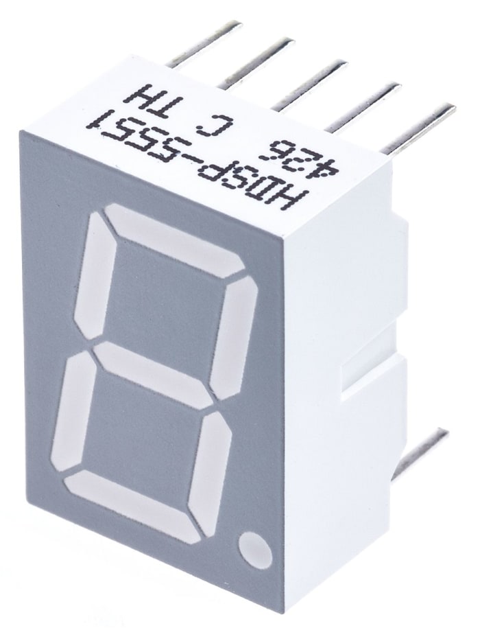 HDSP-5551 Avago 7-Segment LED Display, CA Red 1.48 mcd RH DP 14.2mm