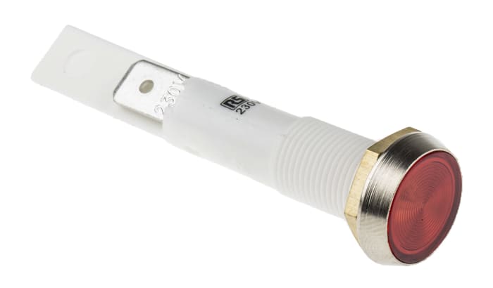 Arcolectric (Bulgin) Ltd 0275 Series Red Neon Panel Mount Indicator, 230V ac, 10mm Mounting Hole Size, Solder Tab