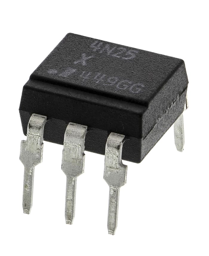 Isocom, 4N25 DC Input Transistor Output Optocoupler, Through Hole, 6-Pin PDIP