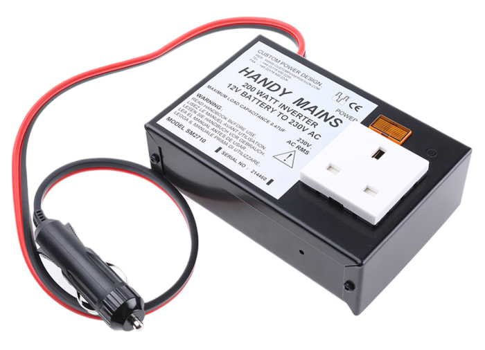 Custom Power Design Quasi Sine Wave 200W Power Inverter, 11 → 15V dc Input, 230V ac Output