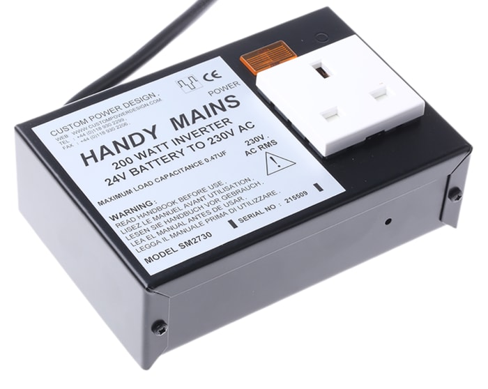 Custom Power Design Quasi Sine Wave 200W Power Inverter, 22 → 30V dc Input, 230V ac Output