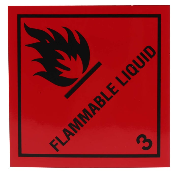 RS PRO Vinyl Safety Labels, Flammable Liquid-Text 100 mm x 100mm