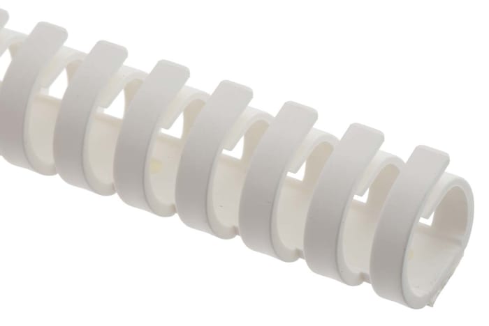 RS PRO White Slotted Flexible Panel Trunking - Flexible Slot, W20 mm x D20mm, L0.5m, Polypropylene