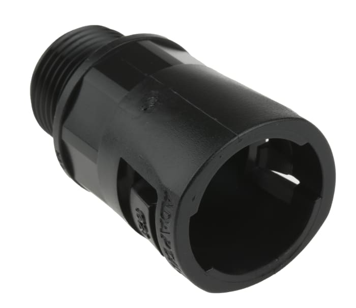 Adaptaflex Straight, Conduit Fitting, 21mm Nominal Size, M20, Nylon 66, Black IP66 rating