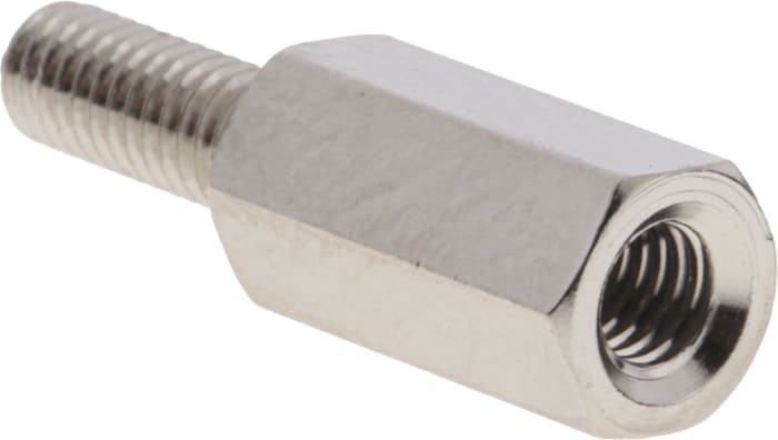 RS PRO Standoff, M3 x M3 Thread, 10mm Body, Brass, Male/Female, 8mm Stud