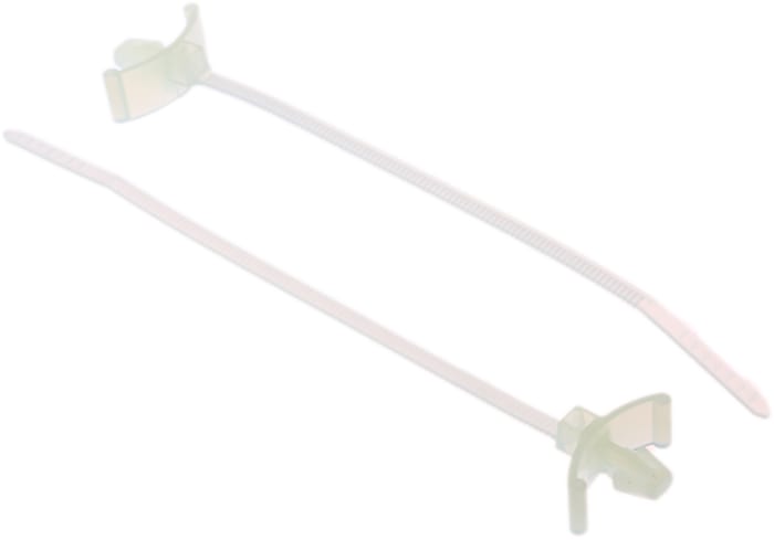 HellermannTyton Cable Tie, Inside Serrated, 100mm x 2.5 mm, Natural Polyamide 6.6 (PA66), Pk-25