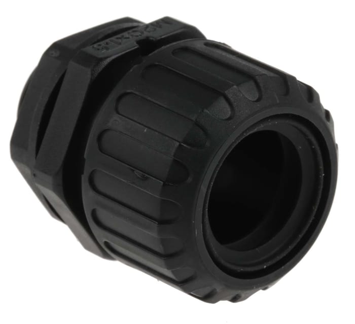 Adaptaflex Straight, Conduit Fitting, 21mm Nominal Size, M20, Nylon 66, Black IP66, IP67, IP68, IP69K rating