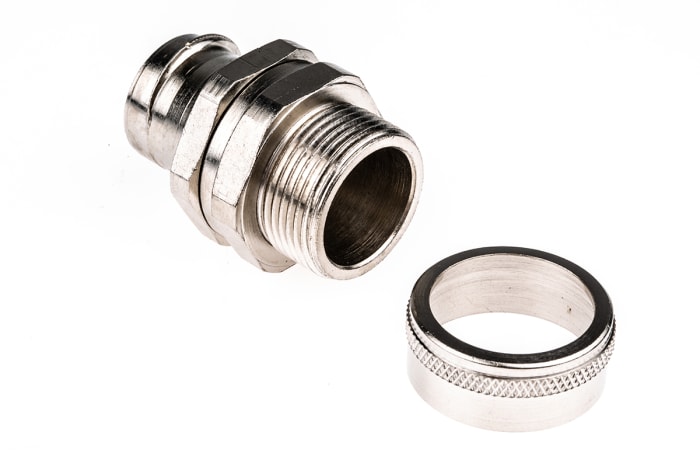 Adaptaflex Swivel, Conduit Fitting, 25mm Nominal Size, M25, Brass, Silver IP54 rating