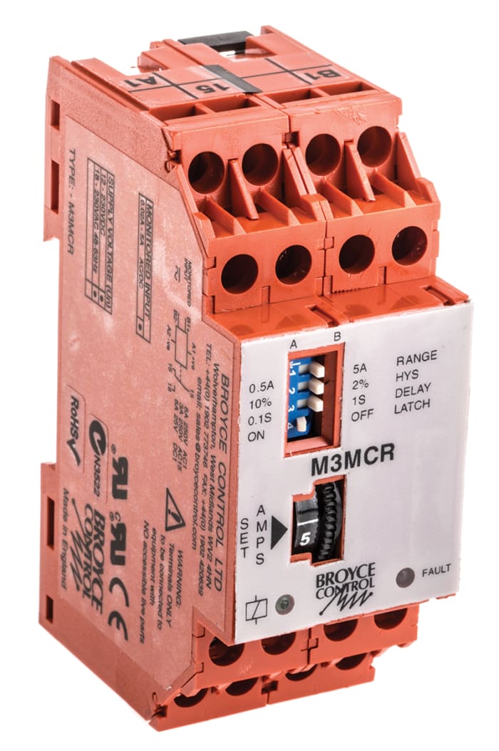 Broyce Control Kontrol Rölesi, NO/NC, Akım, Tek Fazlı, Besleme Gerilimi: 12 → 240 V dc, 18 → 240 V ac