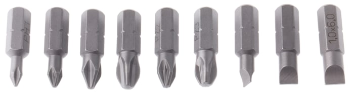 Wera Bits Uç Seti, 9 Parçalı Set, Düz: 4,5; 5,5; 6 x 25 mm; Yıldız: PH1; PH2; PH3 x 25 mm; Supadriv: PZ1; PZ2; PZ3 x 25