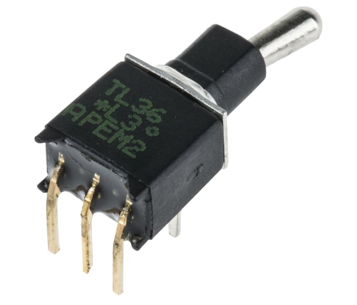 Toggle Switch / Toggle Anahtar, SP, 20 V'de 400 mA, PCB'ye Monte, Açık-Açık