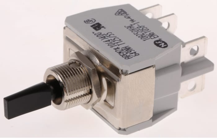 APEM Toggle Switch, Panel Mount, On-Off-On, DPDT, Tab Terminal