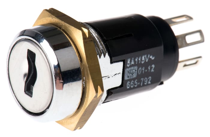 Lorlin Key Switch, DPDT, 1 A @ 24V ac dc / 115V ac 2-Way Random-Key