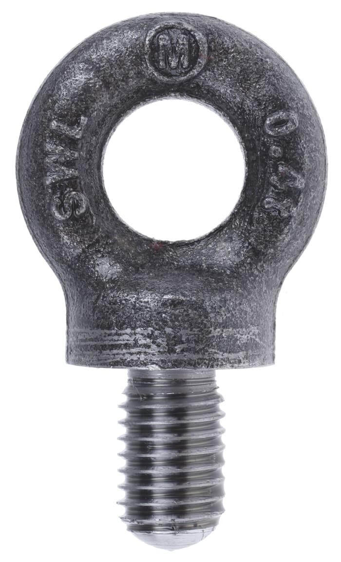 RS PRO Carbon Steel Eye Bolt M10 Thread 18mm Thread Length 33mm Outer Eye Diameter