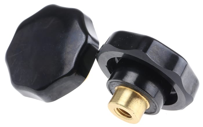 RS PRO Black Multiple Lobes Clamping Knob, M8, Threaded Hole