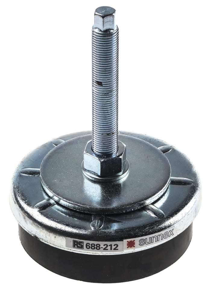 RS PRO M16 120mm Dia. Rubber Adjustable Foot, 1000kg Static Load Capacity