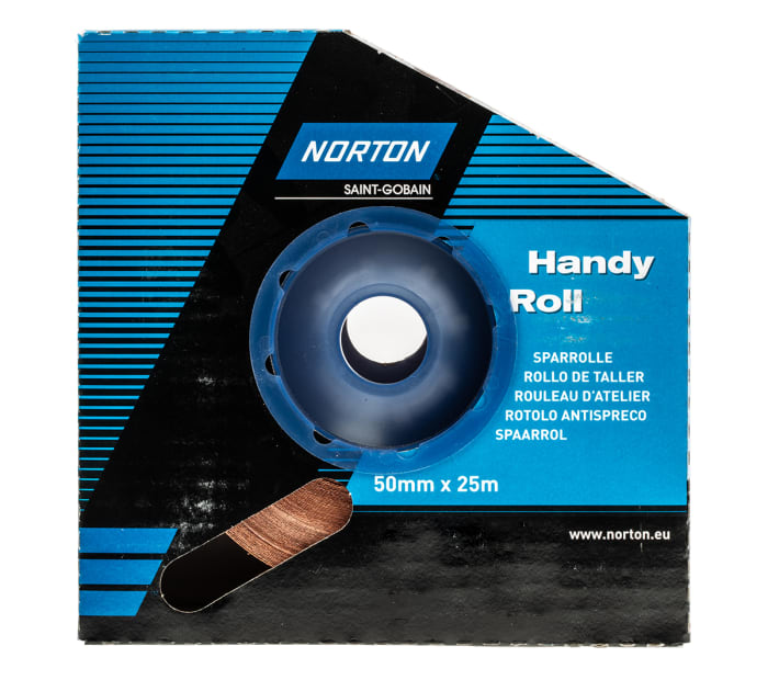 Norton P120 Grit Fine Sandpaper Roll, 25m x 50mm