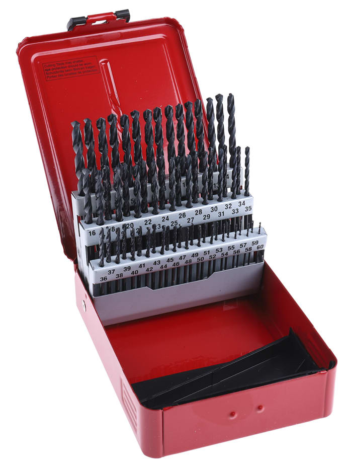 Dormer 60-Piece Twist Drill Bit Set for Metal, 60AWG Max, 1 AWG Min, HSS Bits