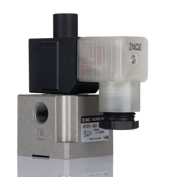 SMC 3/2 Pneumatic Control Valve - Spring/Solenoid G 1/4 VT317 Series 24V dc