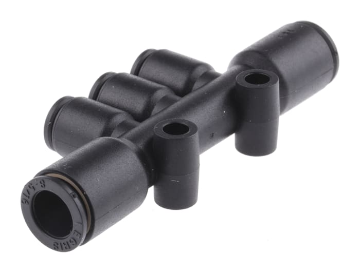 Legris LF3000 Series Tee Tube-to-Tube Adaptor Push In 6 mm, Push In 8 mm to Push In 6 mm, Tube-to-Tube Connection Style