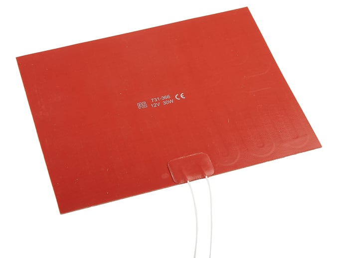 RS PRO Silicone Heater Mat, 30 W, 150 x 200mm, 12 V dc