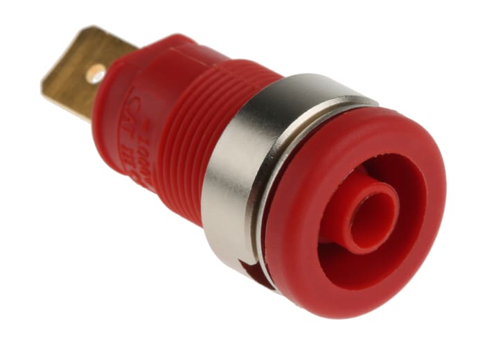 Hirschmann Test & Measurement Red Female Banana Socket, 4 mm Connector, Tab Termination, 32A, 1000V ac/dc, Gold Plating