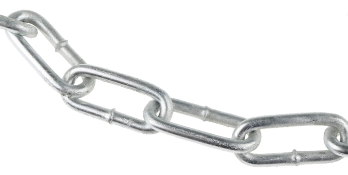 Chaîne de liaison, Acier Galvanisé, dia. 5mm, longueur 35mm, 130 kg de charge