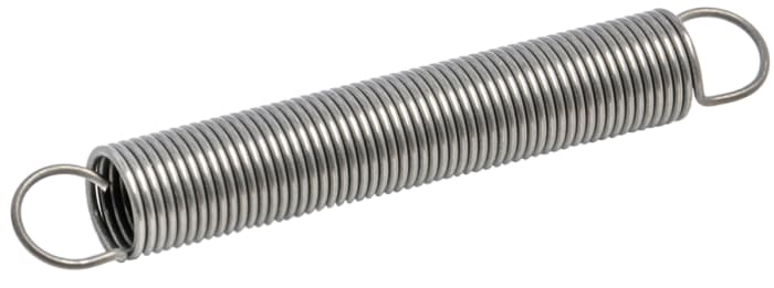 Muelle de tracción RS PRO de acero, Ø ext. 6mm, L. libre 41.4mm, L. máx. 125.70mm, Ø alambre. 0.55mm, "K" 0.1N/mm, F.
