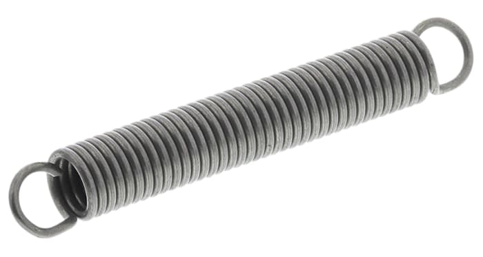 Muelle de tracción RS PRO de acero, Ø ext. 5mm, L. libre 34.5mm, L. máx. 59.50mm, Ø alambre. 0.7mm, "K" 0.77N/mm, F.