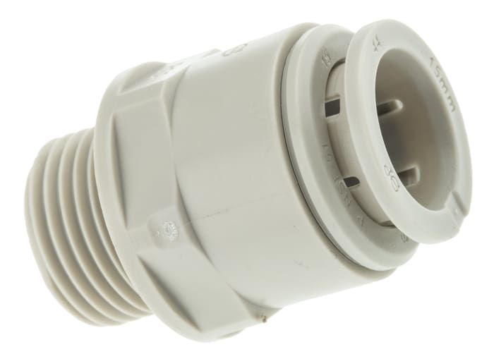 JG Speedfit Plastic Pipe Fitting, Straight Push Fit Adapter, 15mm, BSP 1/2in