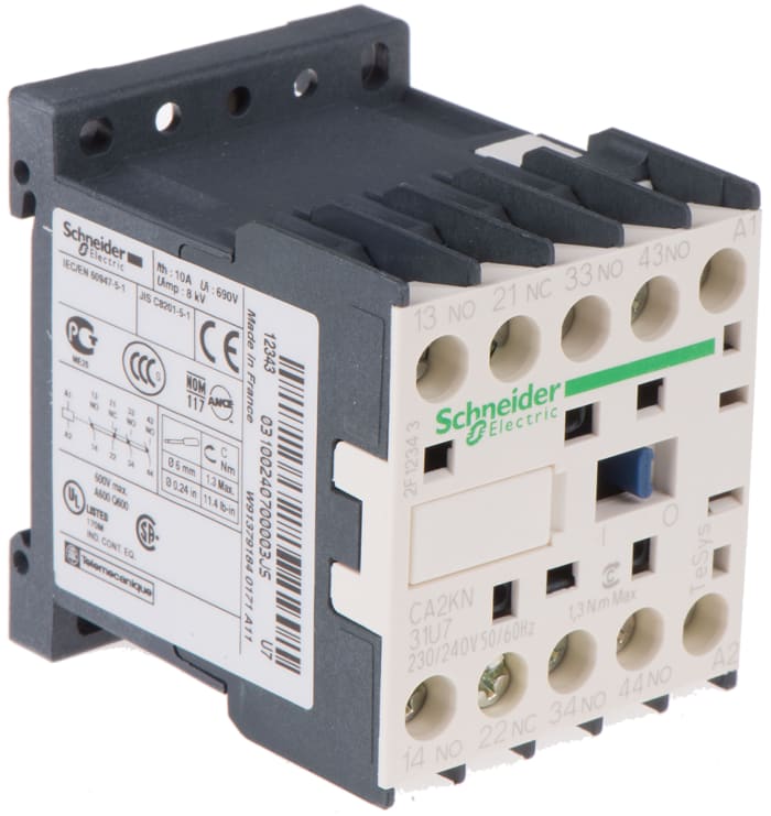 Schneider Electric TeSys K CA2KN Contactor, 10 A, 3NO + 1NC, 690 V ac