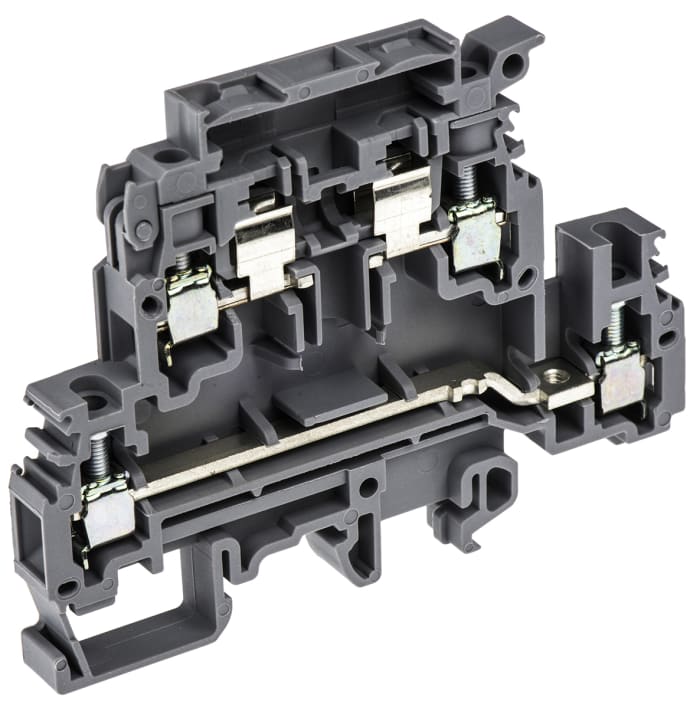 Entrelec 1SNA115604R2100 M Series Grey, 4mm², Double-Level, Screw Termination, Fused