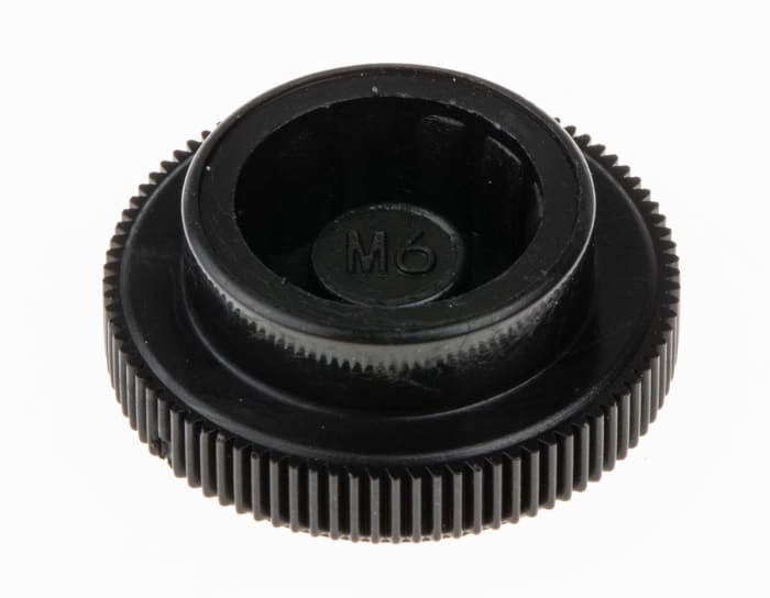 RS PRO Black Knurled Clamping Knob, M6, Unthreaded Hole