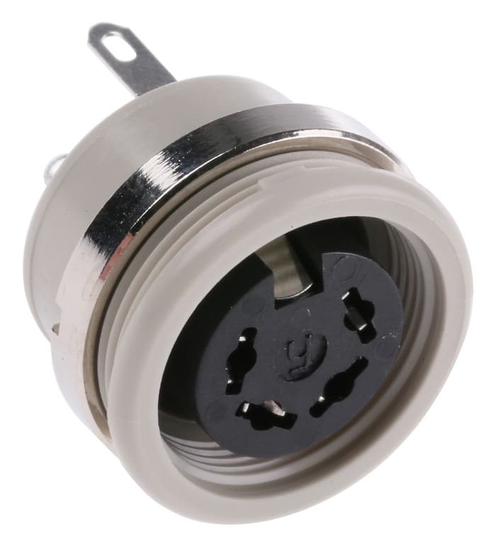 Hirschmann, MAB 4 Pole Din Socket, DIN EN 60 130-09, 4A, 34 V ac/dc IP30, Screw Lock, Female, Panel Mount