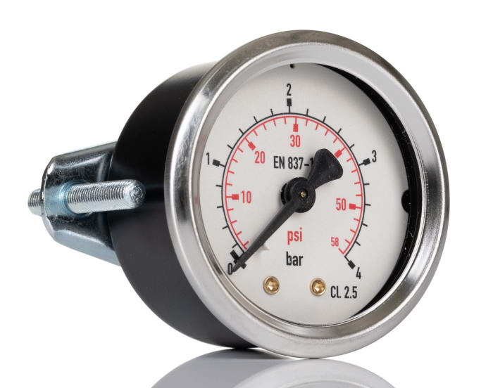 Manomètre RS PRO, 0bar à 4bar, raccord G 1/8, Ø cadran 50mm