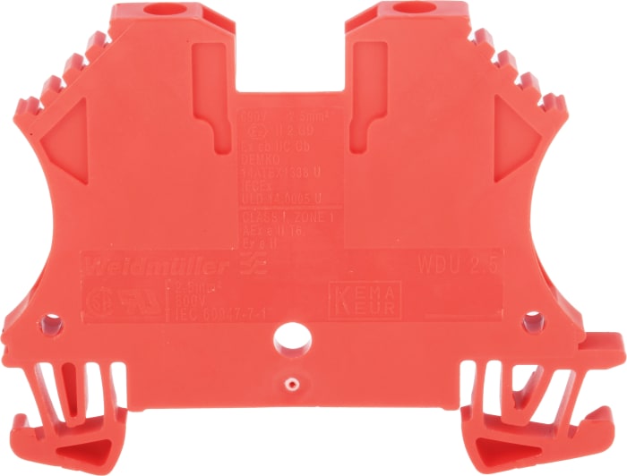 Weidmuller 1020040000 WDU Series Red, 2.5mm², Single-Level, Screw Termination, ATEX