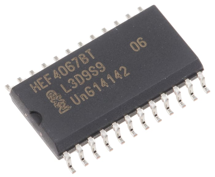 Nexperia HEF4067BT,652 Multiplexer/Demultiplexer Single 16:1 5 V, 9 V, 12 V, 24-Pin SOIC