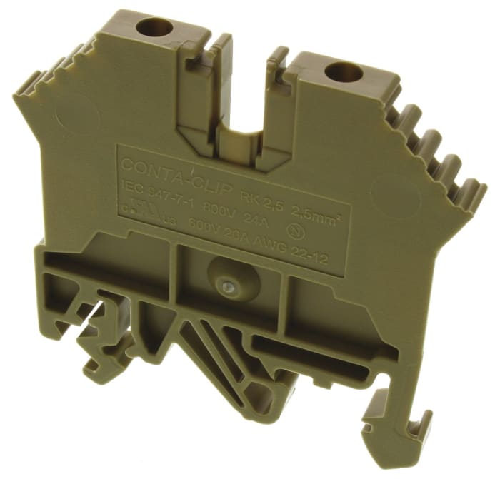 RS PRO Brown Non-Fused DIN Rail Terminal, 0.2 → 2.5mm², Screw Down Termination