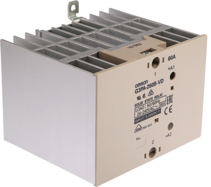 Omron Solid State Röle (SSR) 60 A, Sıfır Geçişli, Şaseye Montaj, Triyak, Max Yük Gerilimi: 264 V