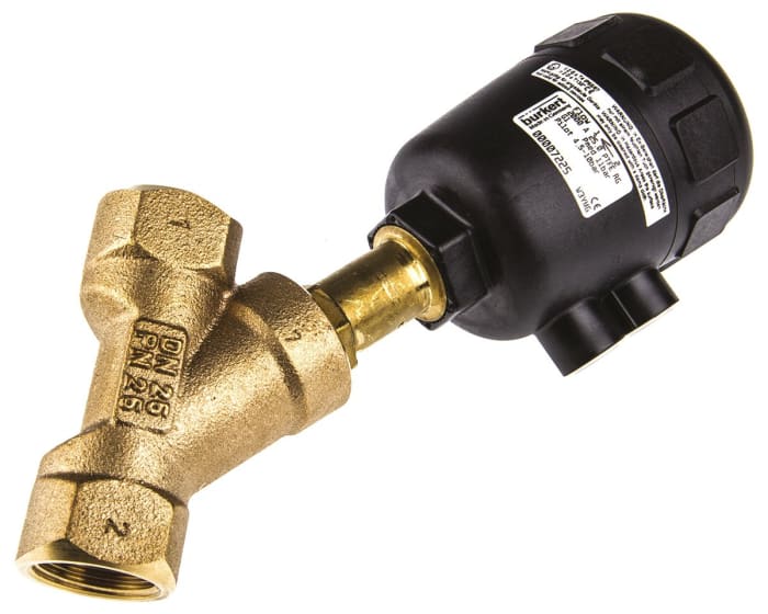 Burkert Angle Seat type Pneumatic Operated Process Valve, G 1in, 11 bar