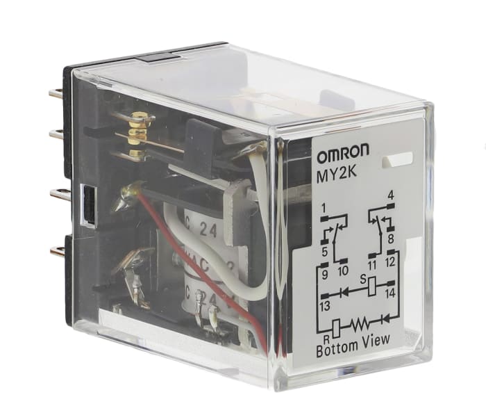 Omron Plug In Latching Relay, 24V ac Coil, 3A Switching Current, DPDT