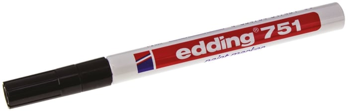Marqueur peinture Noir Edding, pointe de 1 → 2mm compatible sur Verre, Métal, Plastique, Bois