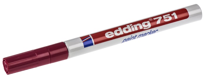 Marqueur peinture Rouge Edding, pointe de 1 → 2mm compatible sur Verre, Métal, Plastique, Bois