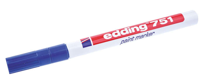Marqueur peinture Bleu Edding, pointe de 1 → 2mm compatible sur Verre, Métal, Plastique, Bois