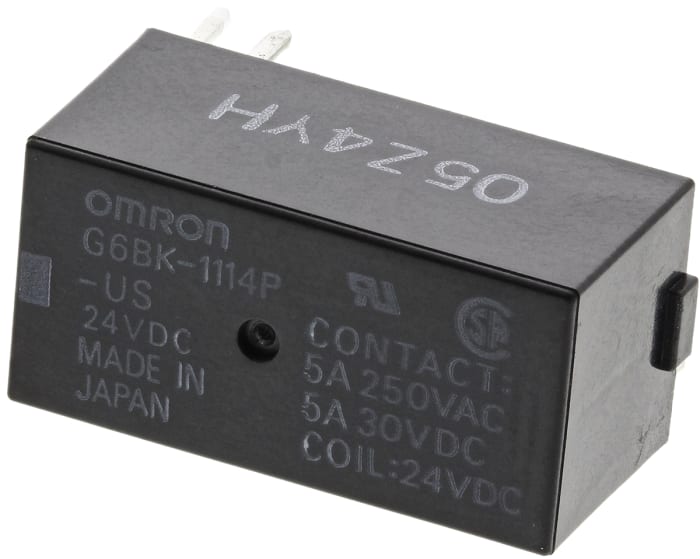 Omron PCB Mount Latching Power Relay, 24V dc Coil, 5A Switching Current, SPST