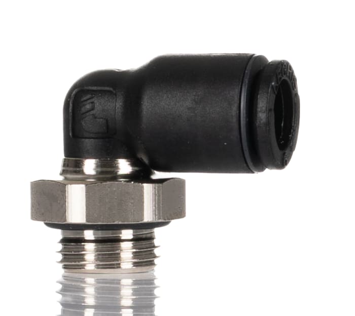 Legris LF3000 Series Elbow Threaded Adaptor, G 1/8 Male to Push In 6 mm, Threaded-to-Tube Connection Style